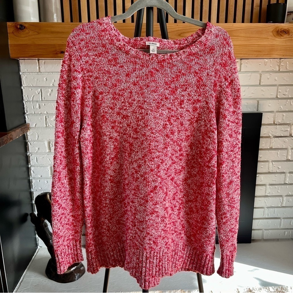 Vintage L.L. Bean Red and White Knit Sweater - Size 2X